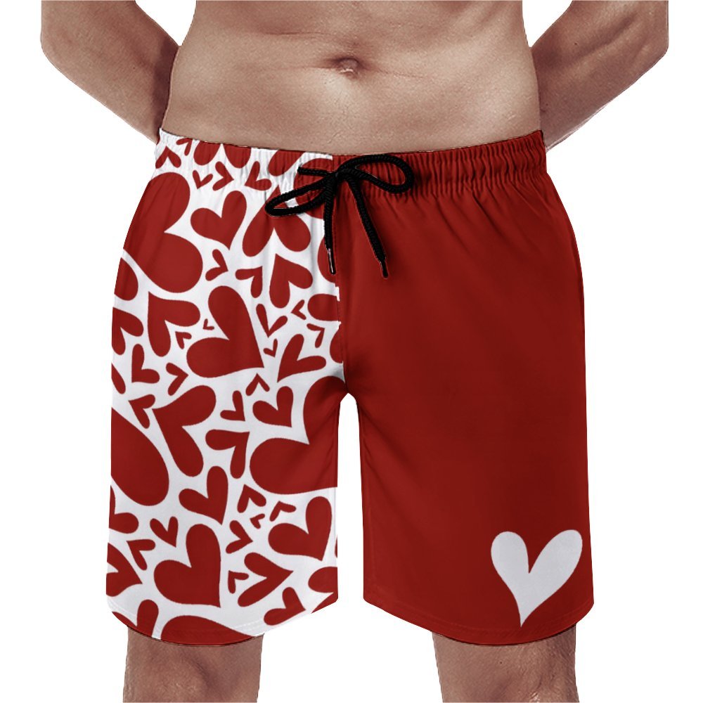 Men's Sports Valentine's Day Hearts Beach Shorts 2401000158