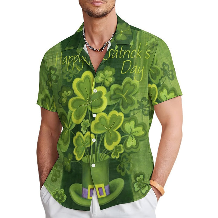 St. Patrick's Day Shamrock Casual Short Sleeve Shirt 2401000223