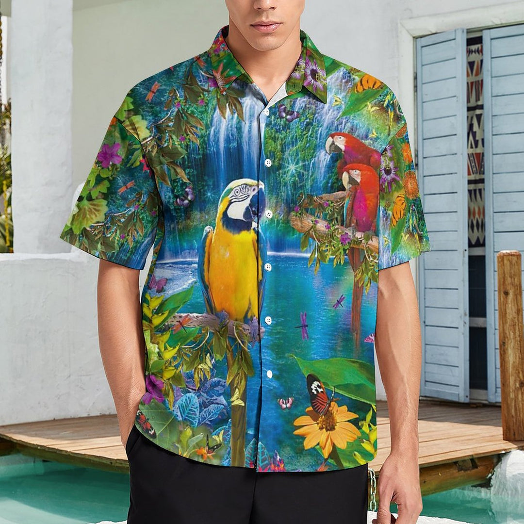 Men's Parrot Casual Fashion Short Sleeve Shirt 2307101178