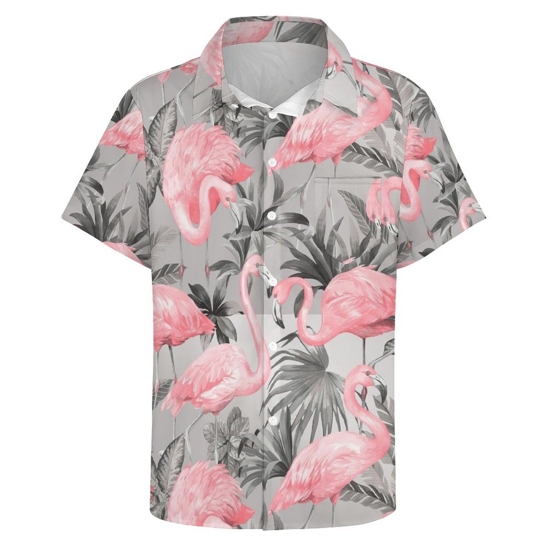 Men's Hawaiian Flamingo Print Vacation Shirt 2306101857