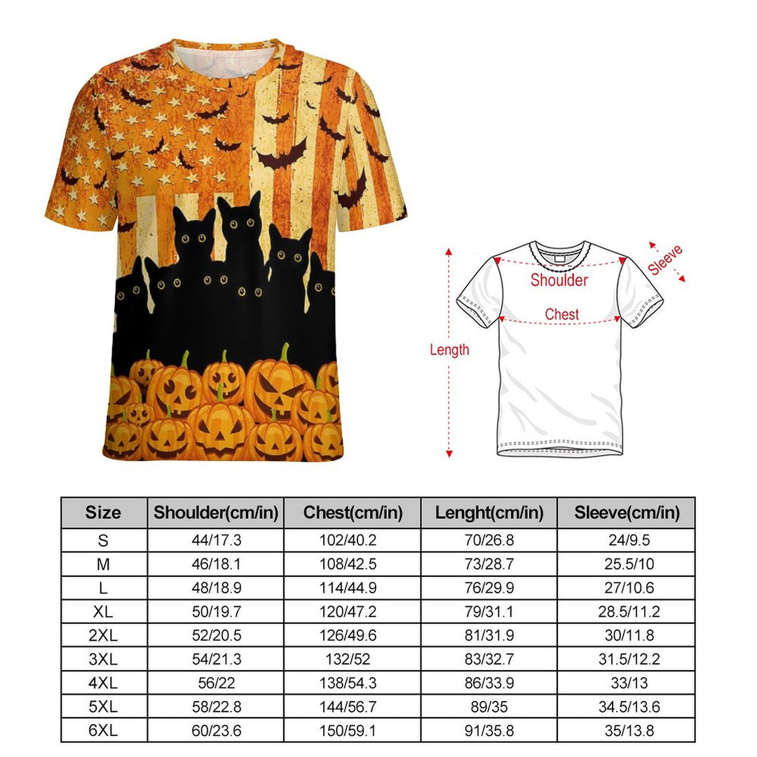 Halloween Cat Casual Crew T-Shirt 2308101054