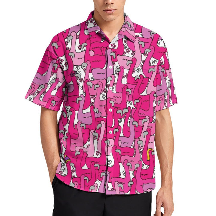 Flamingo Casual Print Chest Pocket Short Sleeve Shirt 2309000602