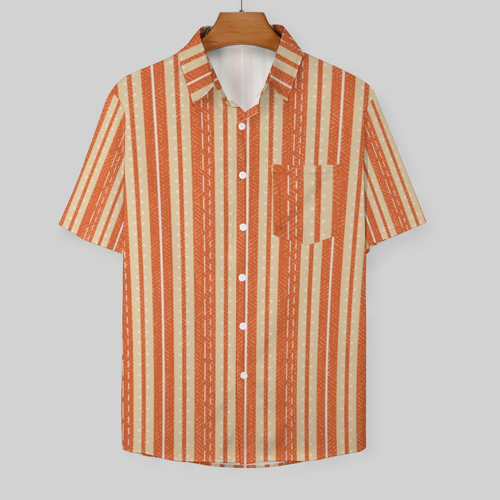 Striped Casual Chest Pocket Short Sleeved Shirt 2310000209