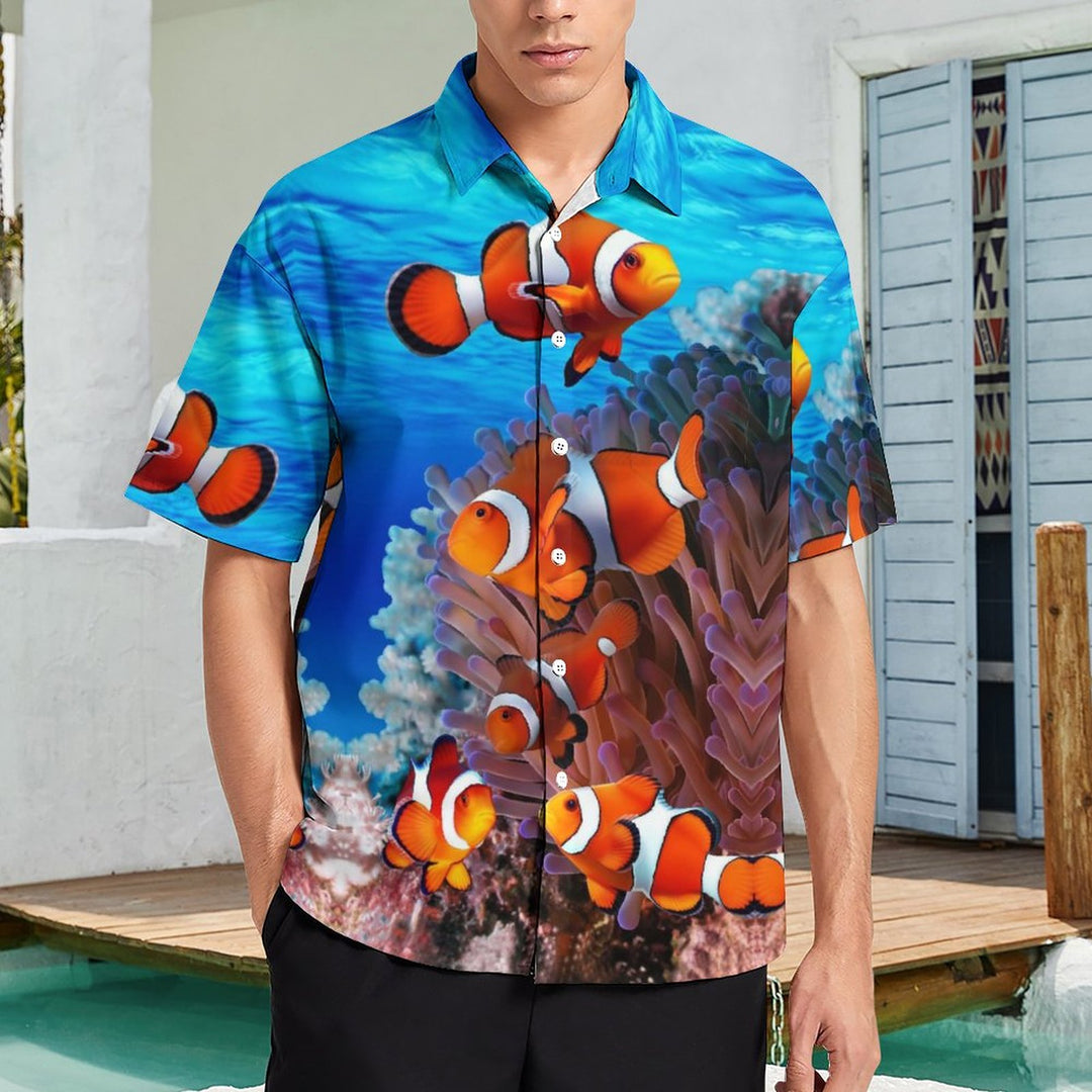 Clownfish Casual Print Chest Pocket Short Sleeve Shirt 2308100128