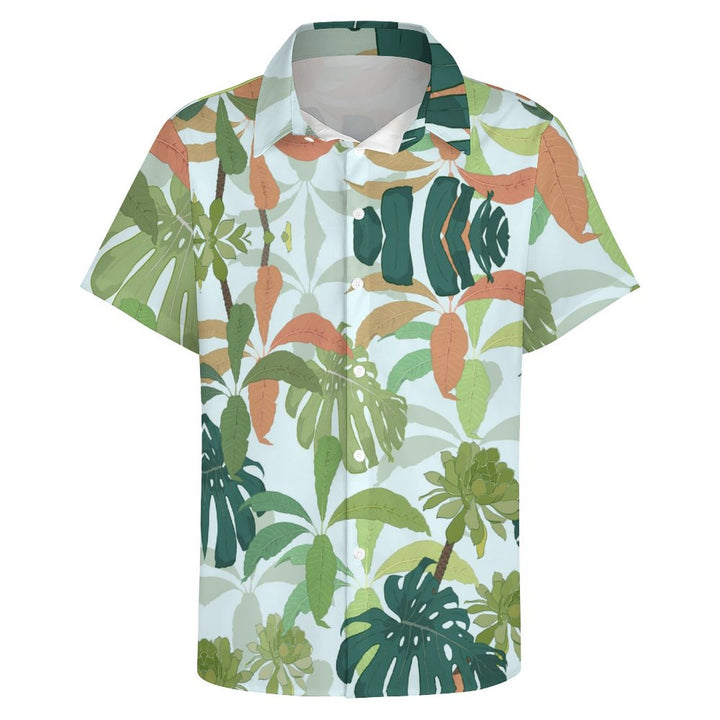 Men's Custom Printed Tropical Plant Short Sleeve Shirt 2307101657
