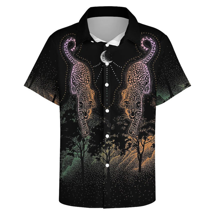 Leopard Casual Chest Pocket Short Sleeve Shirt 2309000425