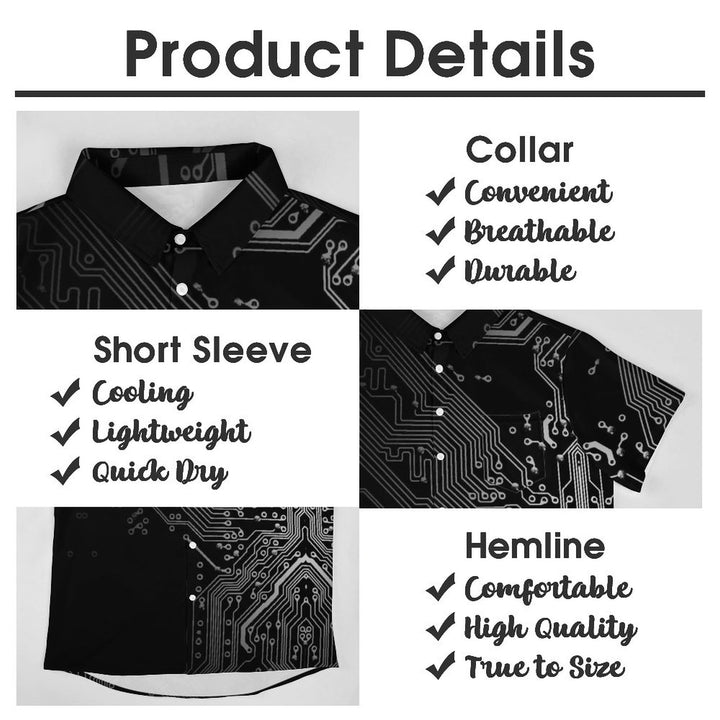 Electronic Casual Chest Pocket Short Sleeved Shirt 2310000022