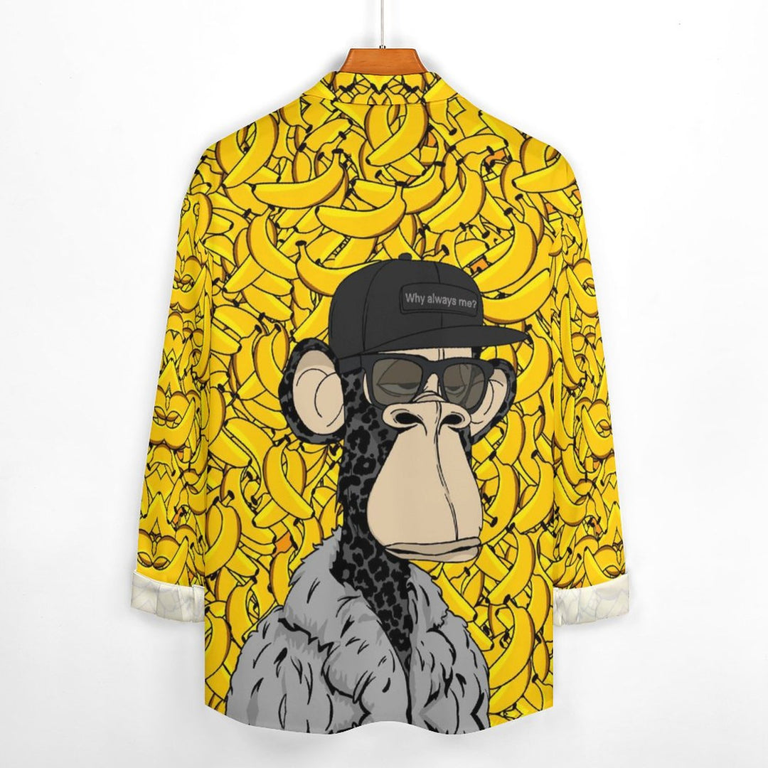 Men's Casual Banana Ape Printed Long Sleeve Shirt 2311000207