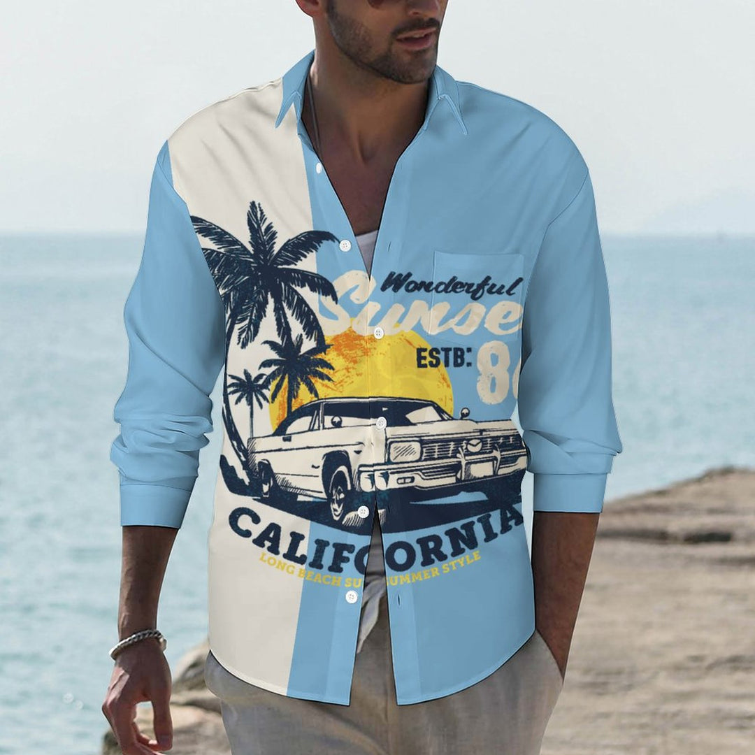 Men's Casual Printed Long Sleeve Shirt 2309000897