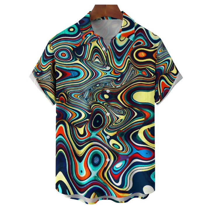 Men's Color Fluid Art Casual Short Sleeve Shirt 2312000104