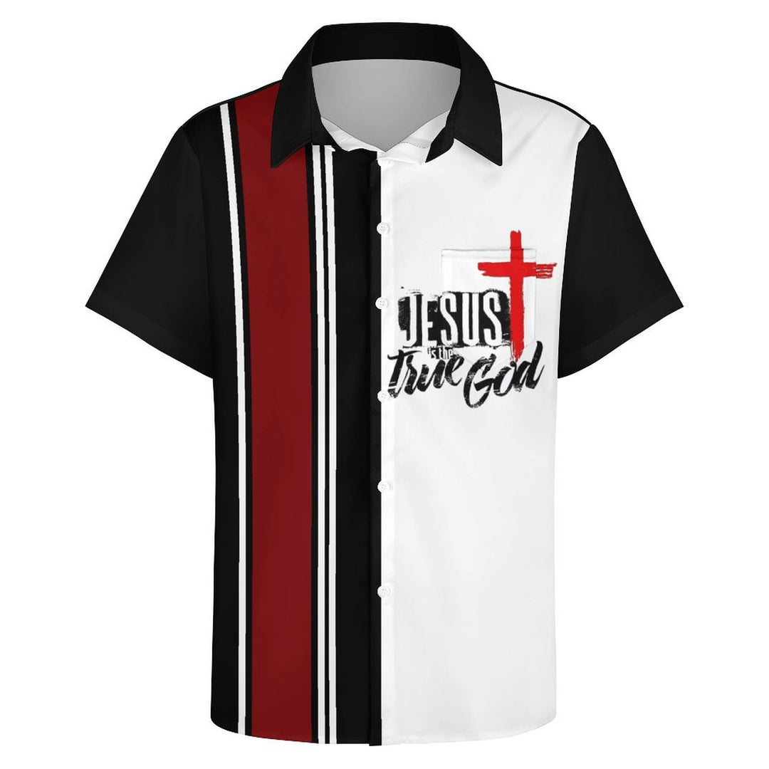 Men's Jesus Print Casual Short Sleeve Shirt 2310000893