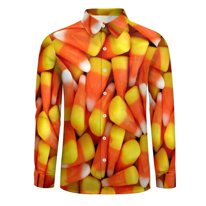 Men's Casual Candy Corn Printed Long Sleeve Shirt 2401000050