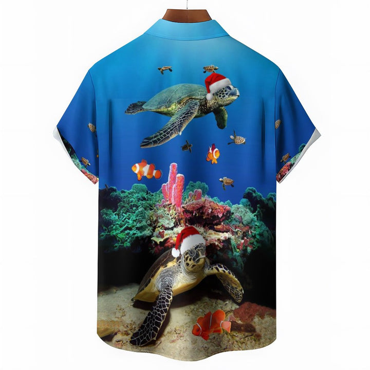 Christmas Turtle Casual Short Sleeve Shirt 2311000516