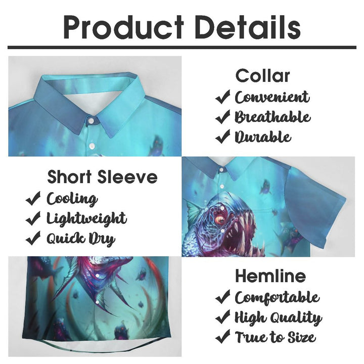 Casual Print Chest Pocket Short Sleeve Shirt 2309000461