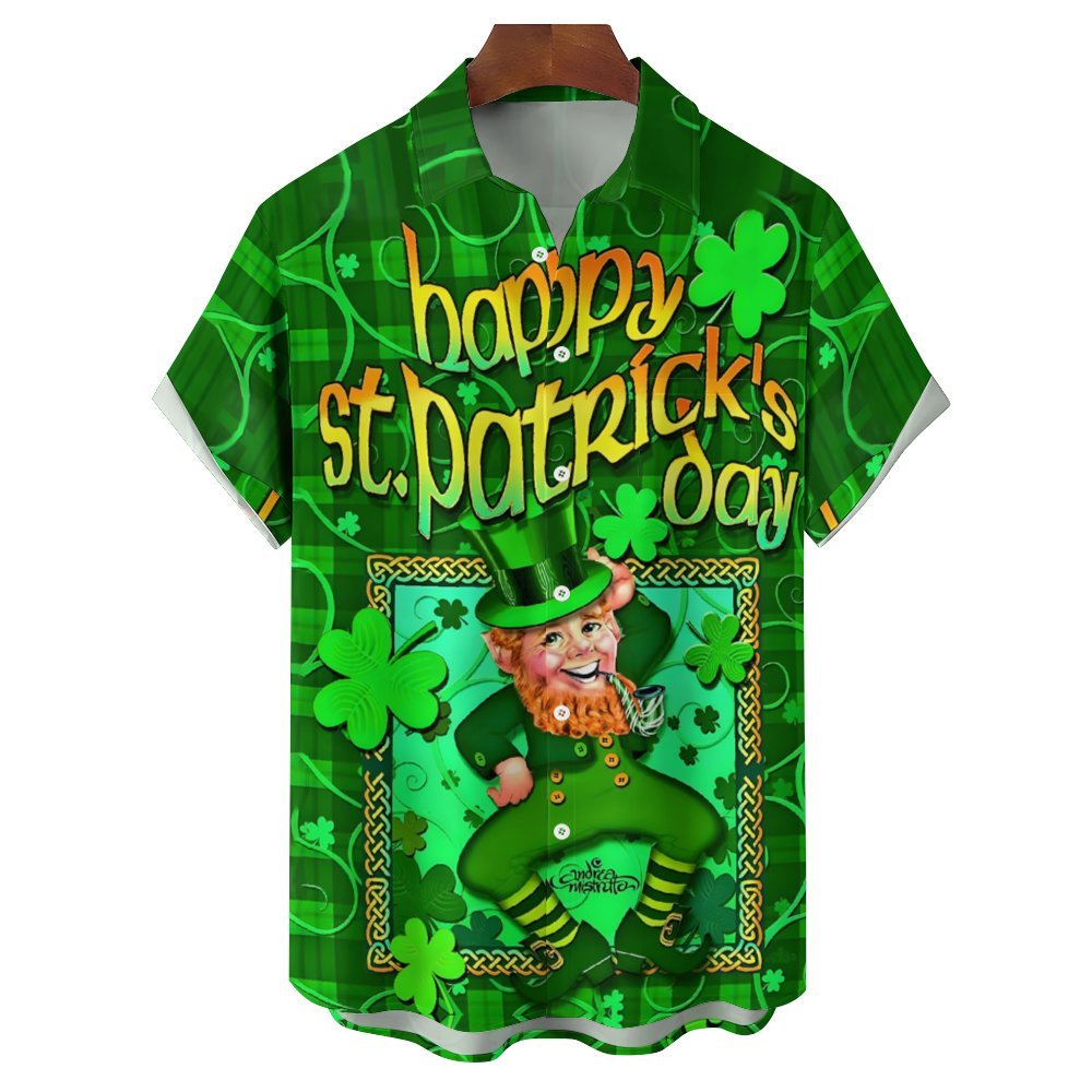 Happy St. Patrick's Day Casual Short Sleeve Shirt 2312000055