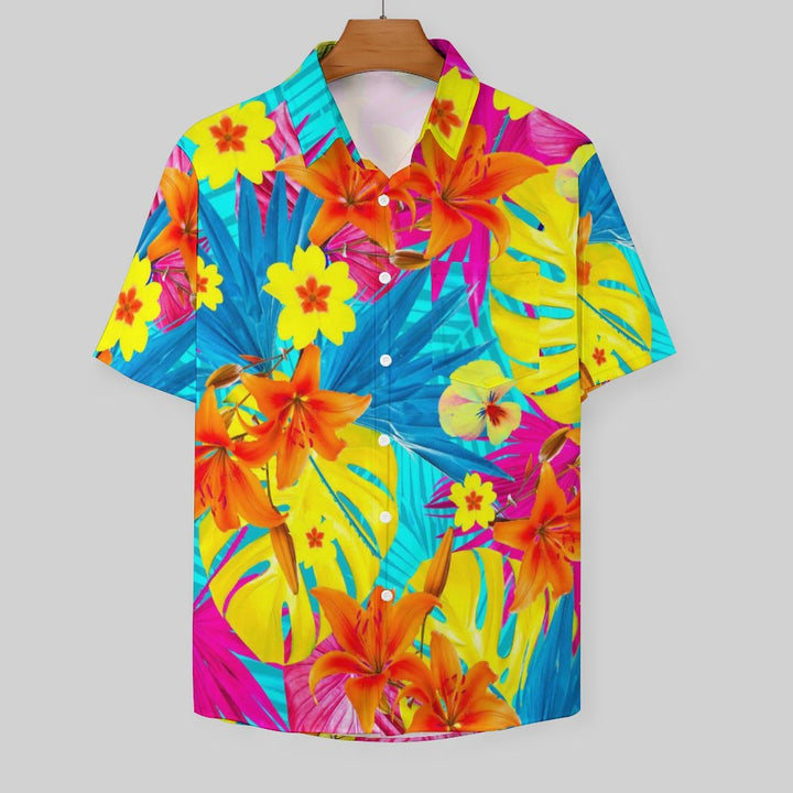 Men's Floral Print Casual Fashion Short Sleeve Shirt 2307100857