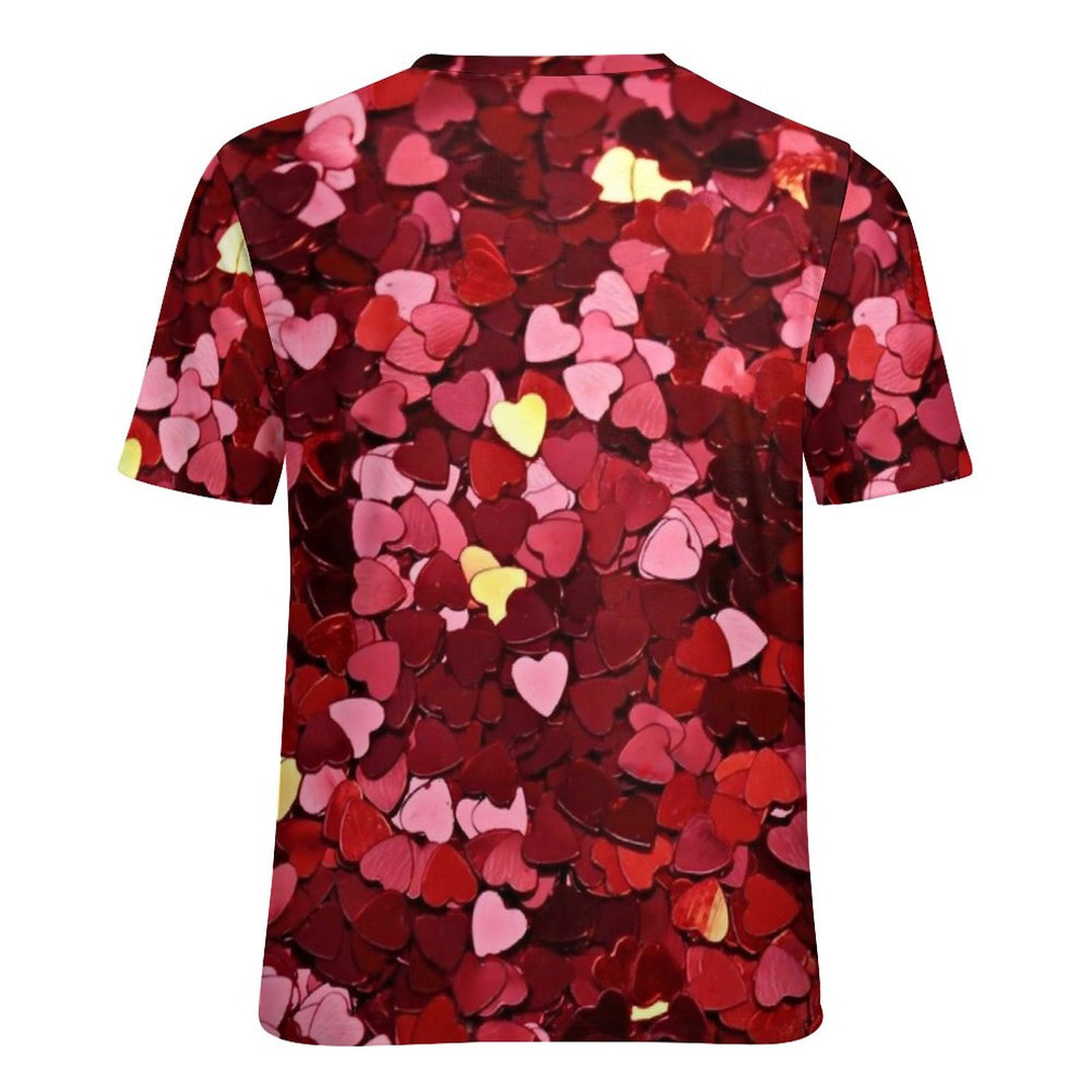 Women's Heart Glitter Print Casual Short Sleeve T-Shirt 2310000625