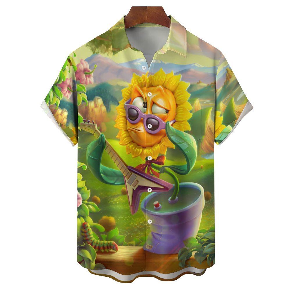 Men's Fun Sunflower Casual Short Sleeve Shirt 2312000505