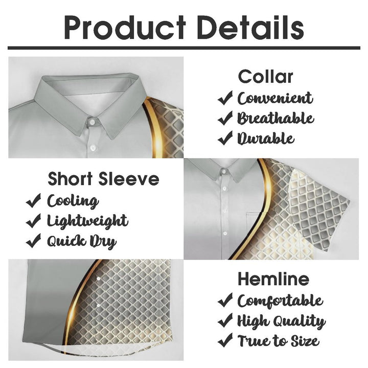 Unisex 3D Textured Print Loose Breast Pocket Short Sleeve Shirt 2307101713