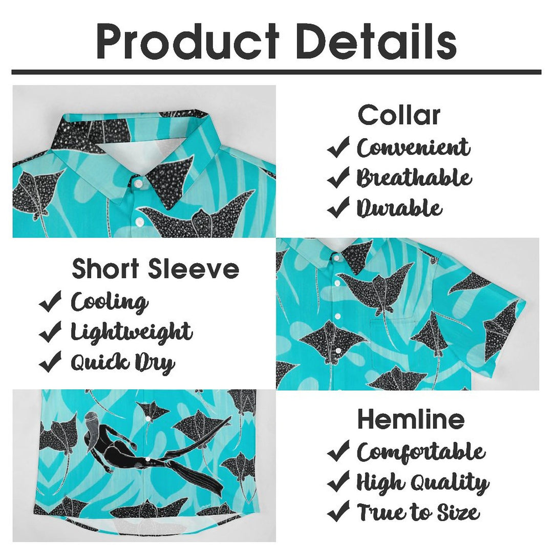 Mermaid Manta Chest Pocket Short Sleeve Hawaiian Shirt 2311000510