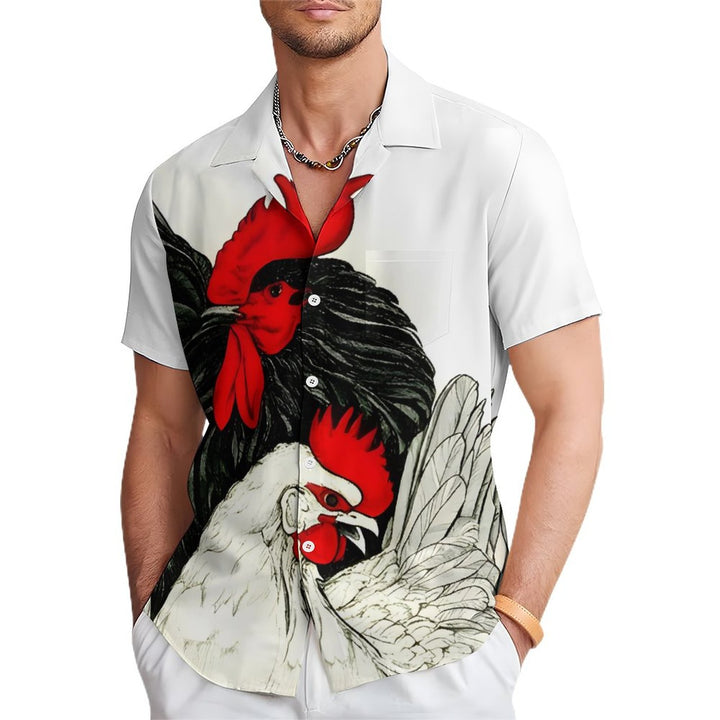 Men's Rooster Casual Short Sleeve Shirt 2312000503