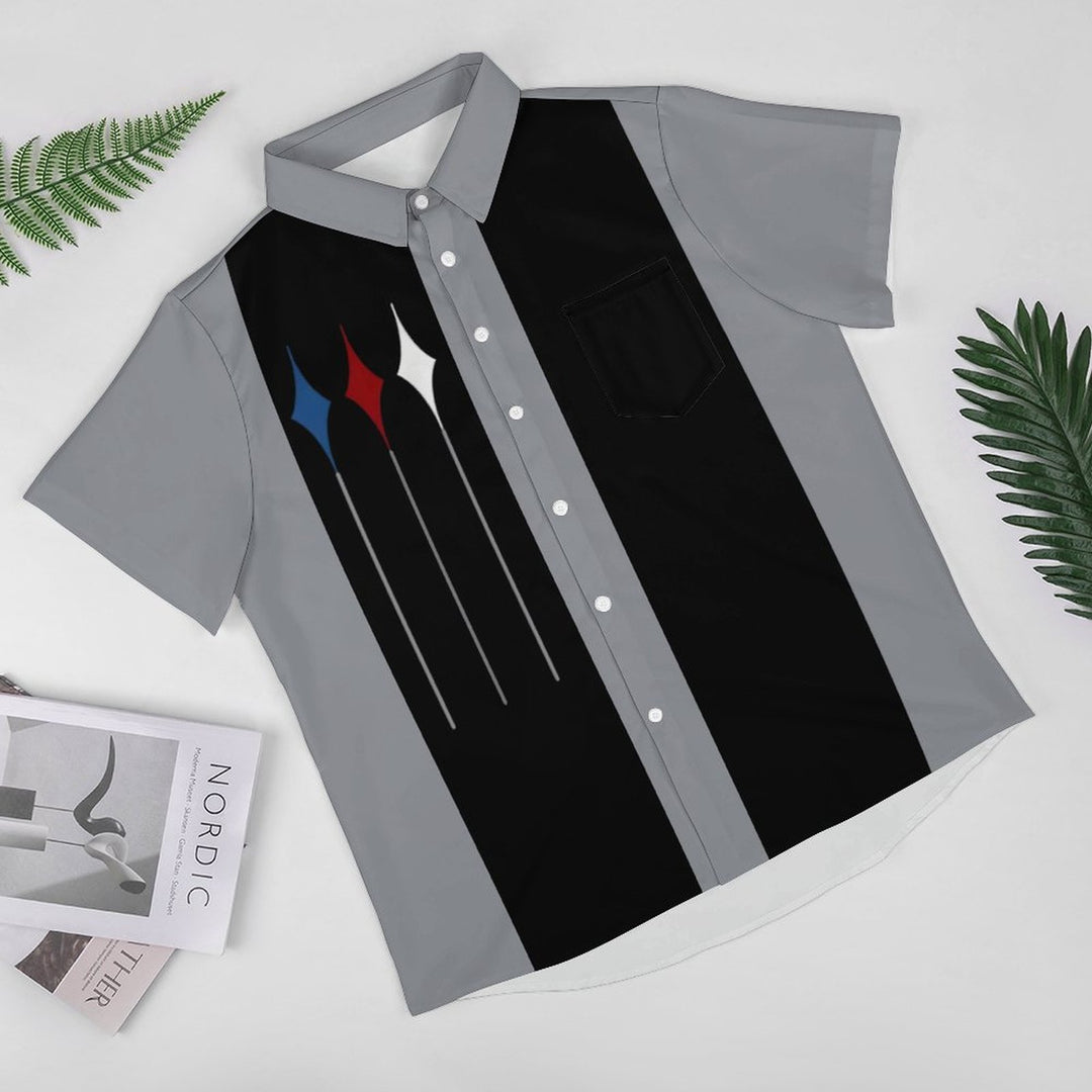 Men's Geometric Stripes Casual Short Sleeve Shirt 2401000140