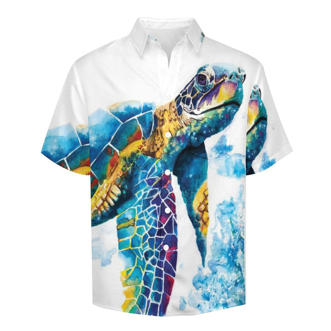 Chemise hawaïenne à manches courtes et imprimé tortue océanique pour homme 2304103196