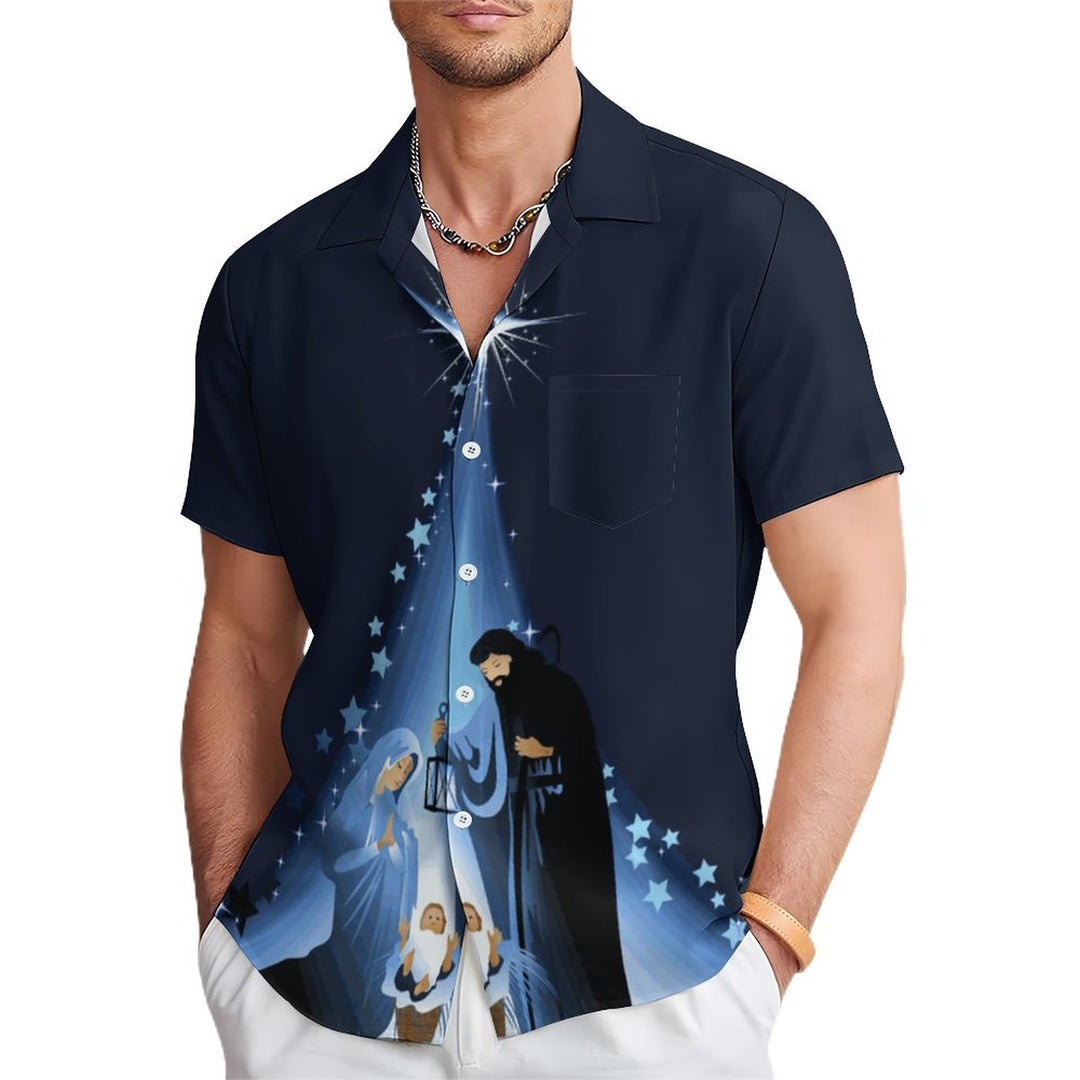 Men's Jesus Comes to Earth at Christmas Casual Short Sleeve Shirt 2311000367