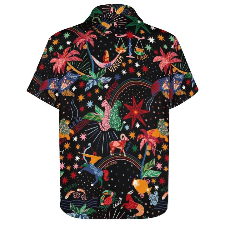 Casual Printed Chest Pocket Short Sleeved Shirt 2309000759