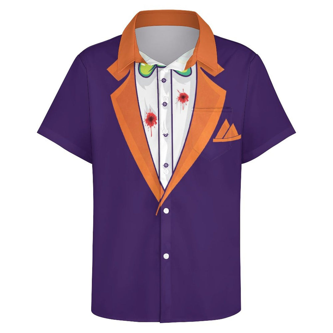 Cartoon Dress Chest Pocket Short Sleeve Shirt 2310000352
