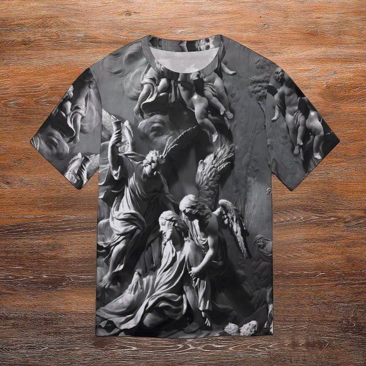 Men's Round Neck Sculpture Art Print Casual T-Shirt 2312000325