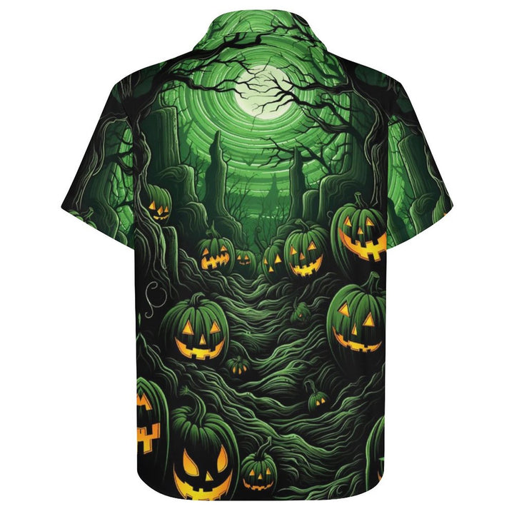 Devil Pumpkin Casual Chest Pocket Short Sleeve Shirt 2309000251