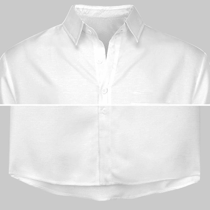 Men's Fashion Casual Blue Rooster Print Linen-Like Short Sleeve Shirt 2306104585