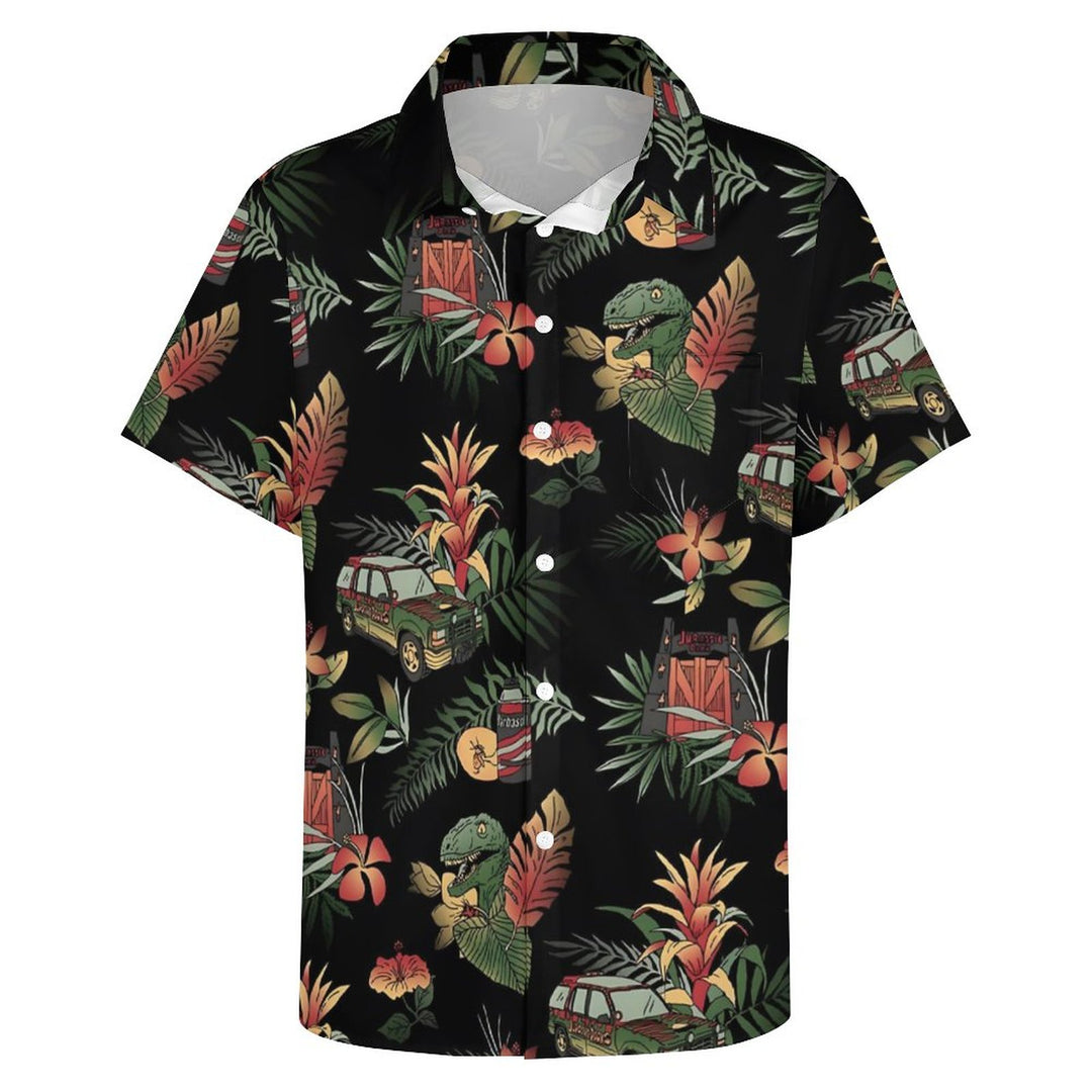 Men's Hawaiian Dinosaur Casual Short Sleeve Shirt 2312000524