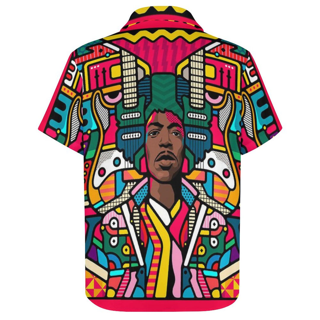 Men's Colorful Rocker Print Casual Short Sleeve Shirt 2311000442