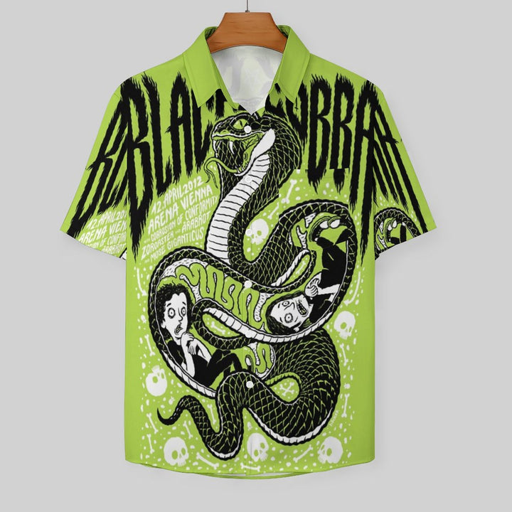 Black Eyed Snake Casual Chest Pocket Short Sleeve Shirt 2309000812