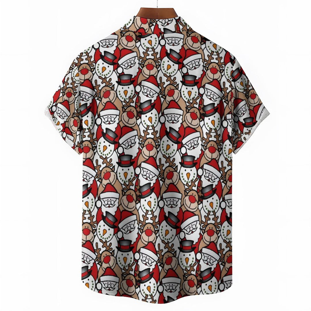 Christmas Chest Pocket Short Sleeve Hawaiian Shirt 2311000055