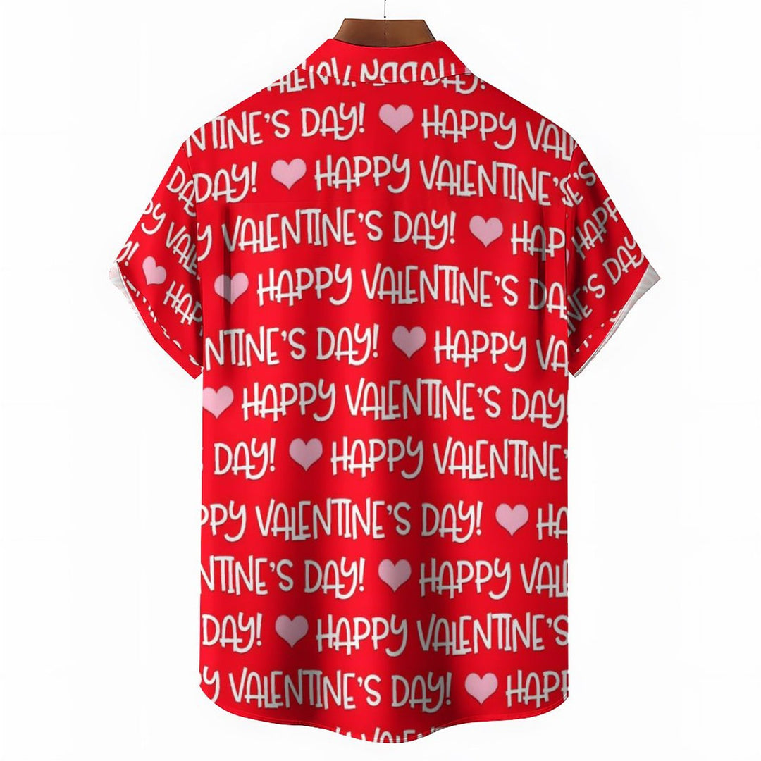 Men's Valentine's Day Casual Short Sleeve Shirt 2311000673