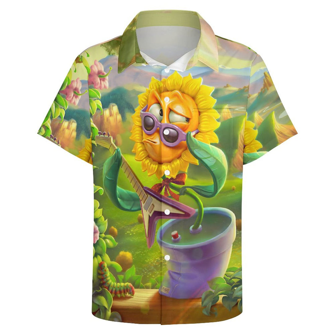Men's Fun Sunflower Casual Short Sleeve Shirt 2312000505
