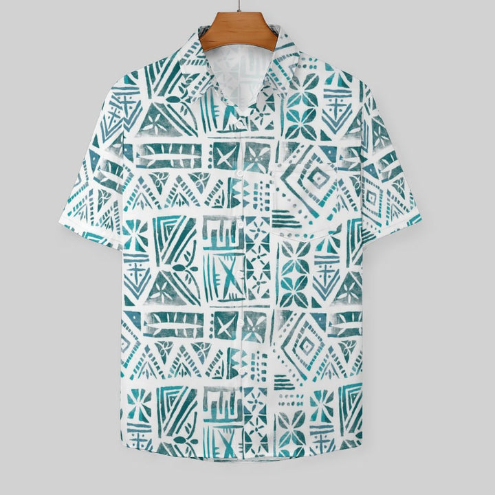 Men's Hawaiian Geometric Print Casual Short Sleeve Shirt 2306105295