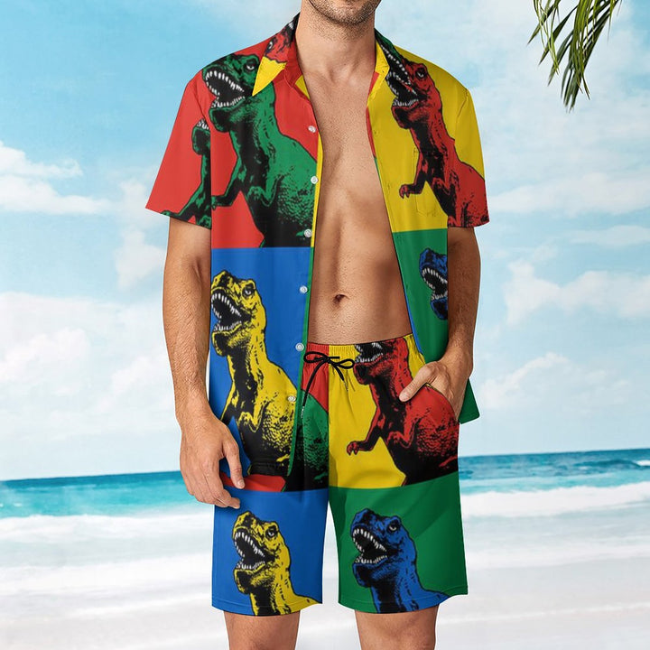 Men's Hawaiian Print Beach Two-Piece Suit 2305102308