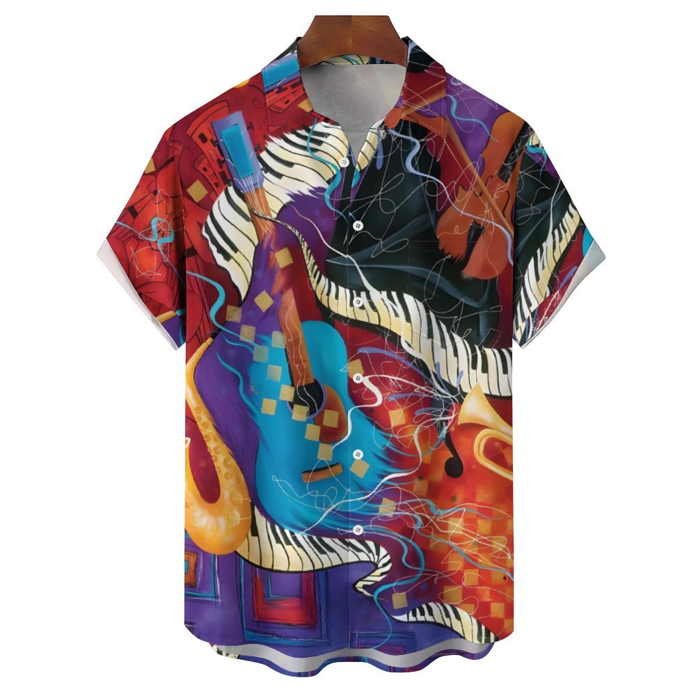 Men's Music Art Casual Short Sleeve Shirt 2312000502