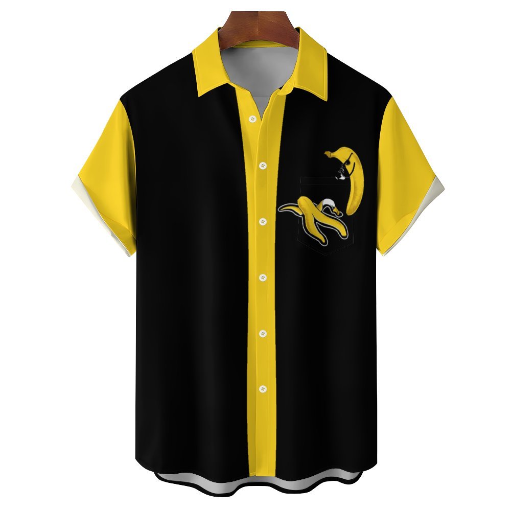 Men's Fun Banana Casual Short Sleeve Shirt 2312000301