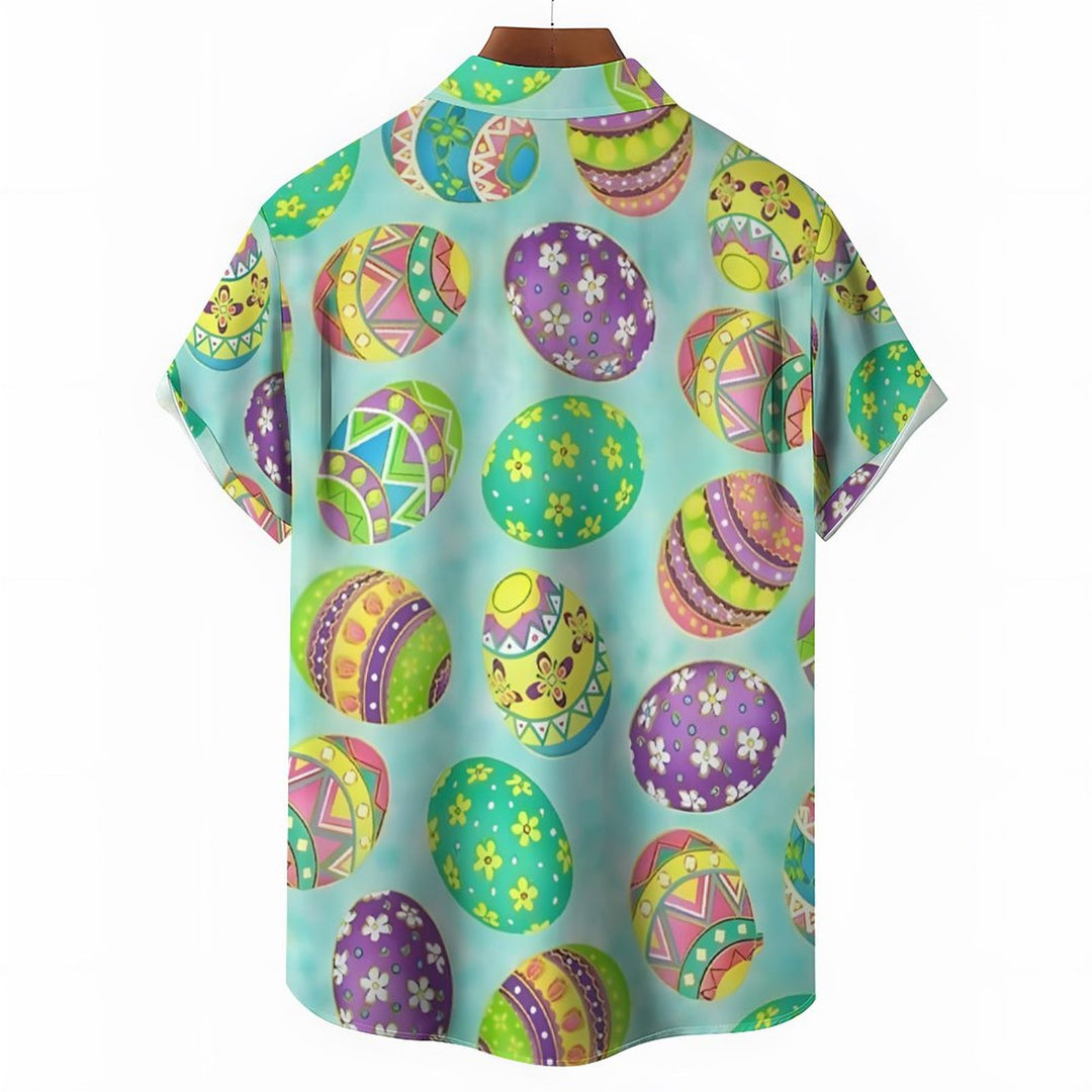 Men's Easter Bunny Eggs Casual Short Sleeve Shirt 2312000060