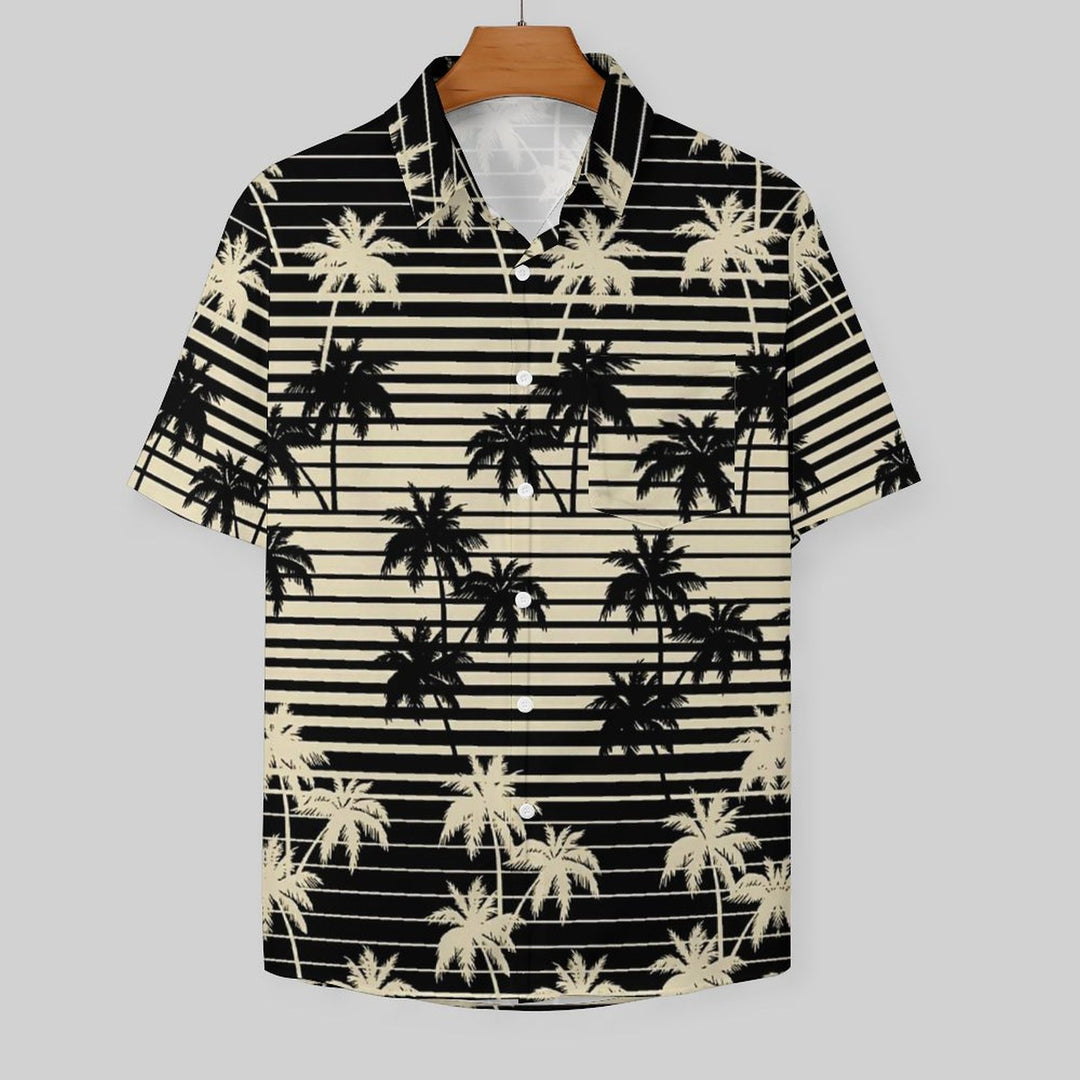 Coconut Stripe Casual Chest Pocket Short Sleeve Shirt 2309000197