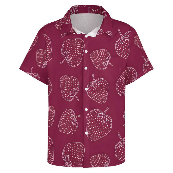 Men's Strawberry Print Casual Short Sleeve Shirt 2401000353