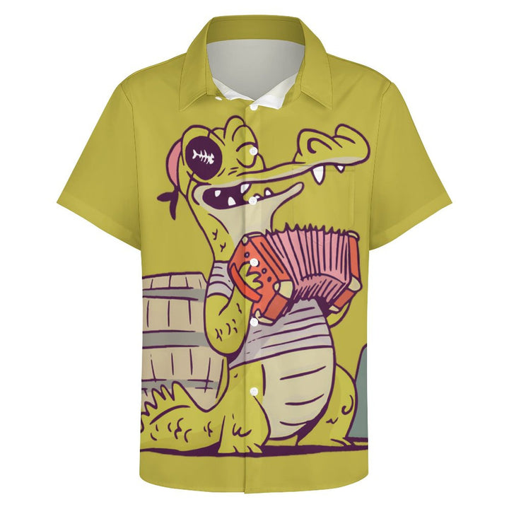 Men's Pirate Crocodile Accordion Casual Short Sleeve Shirt 2312000366