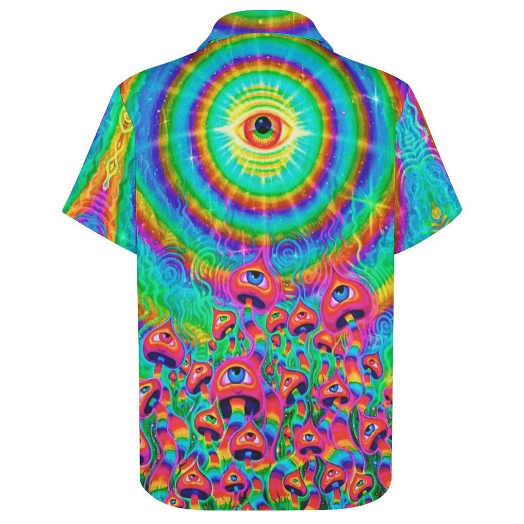 Men's Fashion Casual Fantasy Mushroom Printed Short Sleeve Shirt 2306104436