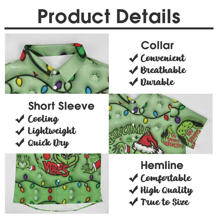 Men's Grinch Print Casual Short Sleeve Shirt 2311000217