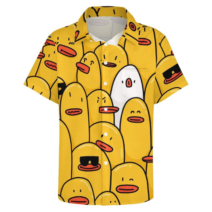 Men's Sunglasses Yellow Duck Print Casual Fashion Short Sleeve Shirt 2307101460